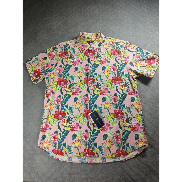 Polo Ralph Lauren Other - Polo Ralph Lauren Mens Pink Tropical Floral Hibiscus Button Down Shirt Large NWT